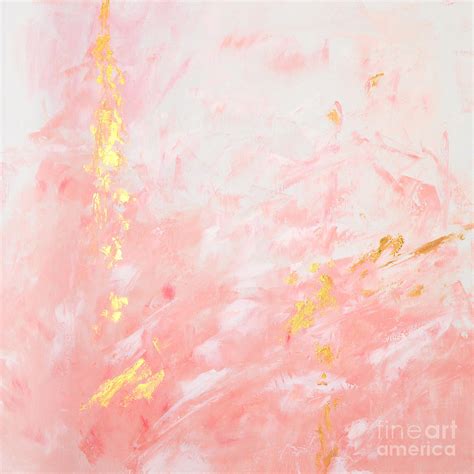 Pink Gold Abstract Painting Painting by Edit Voros