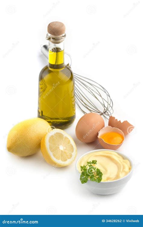 Mayonnaise and ingredients stock photo. Image of bowl - 34628262