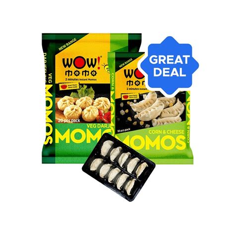 Wow! Momo Corn & Cheese Momos (Frozen) + Wow! Momo Veg Darjeeling Momos ...