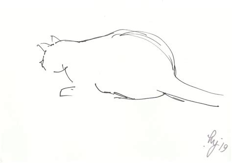 Minimal Outline Drawing Of A Cat Crouching Drawing by Mike Jory | Pixels