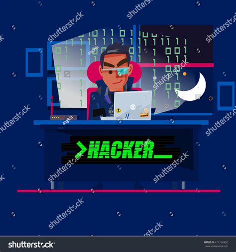 A talented hacker character design in darkness - Royalty Free Stock ...