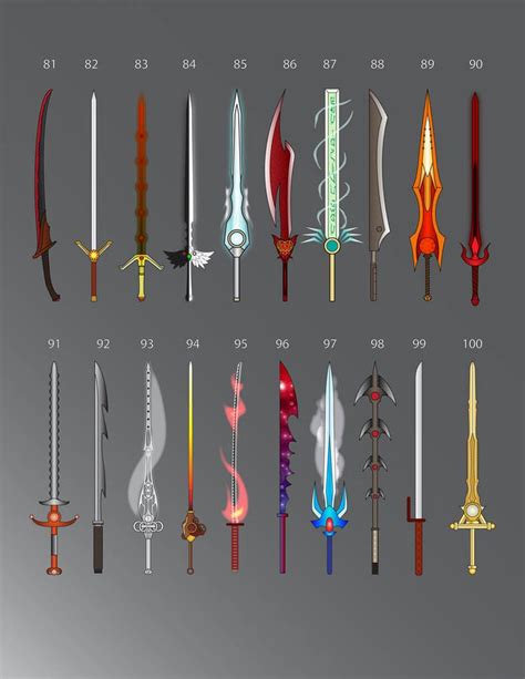 Swords: 81 - 100 by LucienVox on @DeviantArt | Sword drawing, Weapon ...