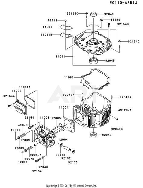 Kawasaki FJ180V-AM25 4 Stroke Engine FJ180V Parts Diagram for CYLINDER ...