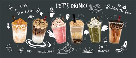 Bubble milk tea design collection,Pearl milk tea , Boba milk tea, Yummy ...