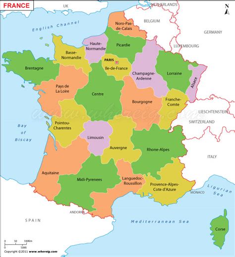 France Map (Carte de France) | Political Map of France