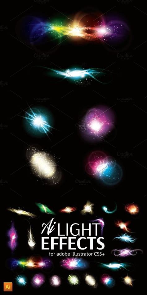 Vector Light Effect Set | Light, Adobe illustrator vector, Light effect