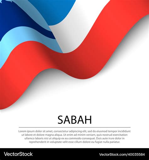 Waving flag of sabah is a state of malaysia Vector Image