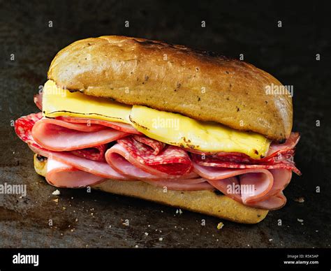 rustic deli cold cuts sandwich Stock Photo - Alamy