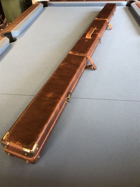 Pullup aniline leather snooker cue case. Handmade by David Bowen Cues, UK.