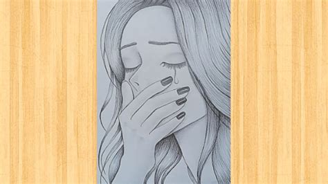 How to draw a crying girl / Pencil sketch drawing / Easy girl drawing ...