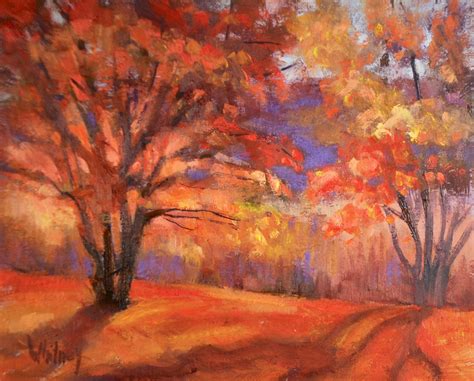 Original Oil Painting of Fall Trees Backlit by the Sun Fall Landscape ...