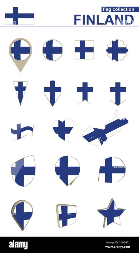 Finland Flag Collection. Big set for design. Vector Illustration Stock ...