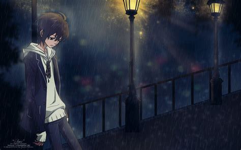 Download Sad Anime Boy Waiting Wallpaper | Wallpapers.com