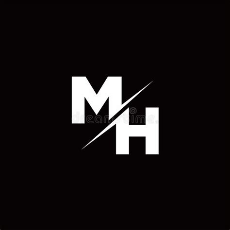 MH M H Letter Alphabet Logo Black White Icon Design Stock Vector ...