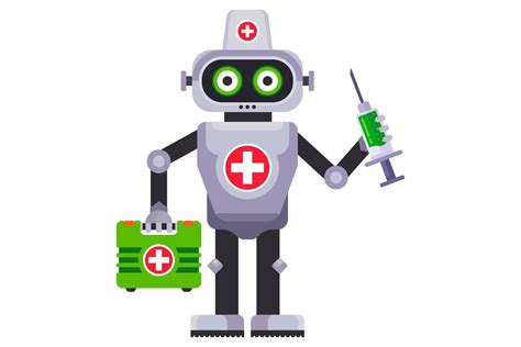 smart robot doctor treats patients. flat vector illustration. 13478805 ...