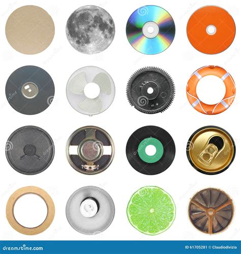 Set Of 16 Round Objects Isolated Over White Stock Illustration - Image ...