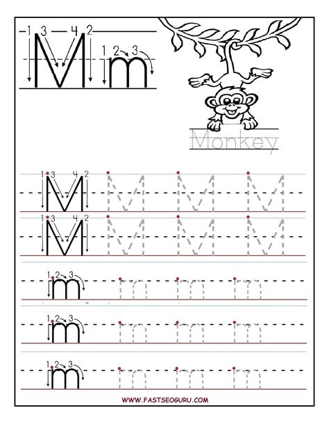 Tracing Letter M Worksheets Kindergarten - TracingLettersWorksheets.com