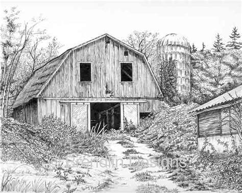 Pin by Mary Gibson on beautiful barns!!! | Pencil drawings, Landscape ...