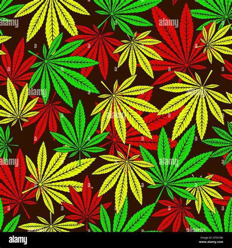 Rasta weed seamless pattern. Vector rastafarian cannabis leaves ...