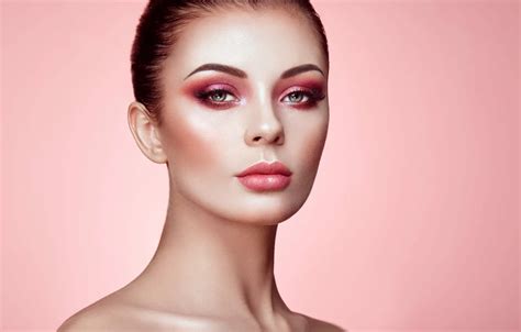 Wallpaper pink, makeup, sponge, retouching, Beautiful woman face images ...