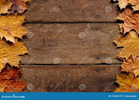 Autumn Leaves on Wooden Background with Copy Space. Wallpaper for ...