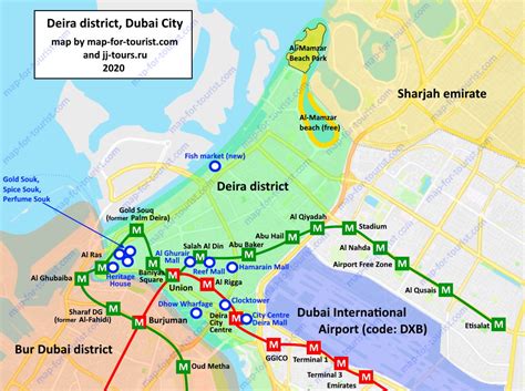 Map of Deira, Dubai – malls, markets, attractions