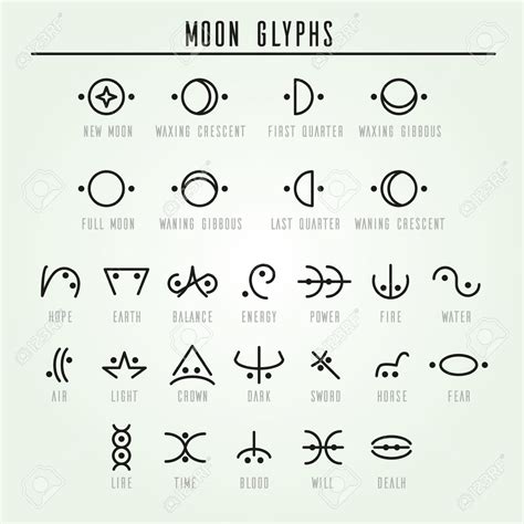 Moon glyphs. Sacred geometry. line style Stock Vector - 55367489 | Moon ...