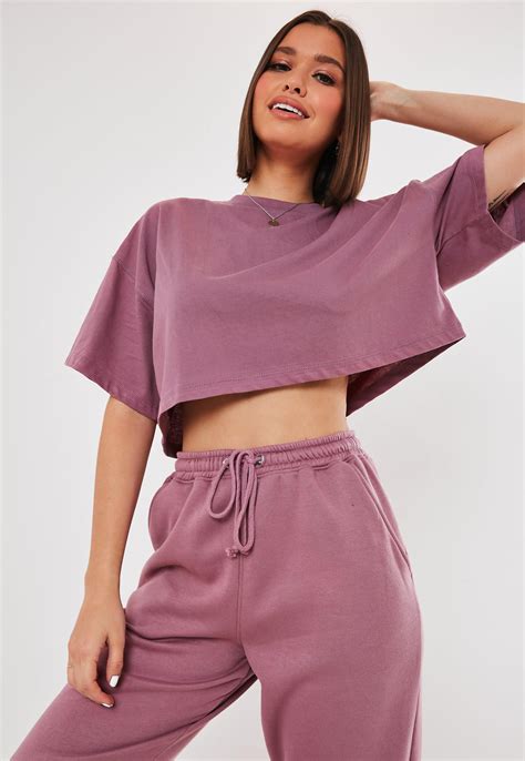 Purple Drop Shoulder Oversized Crop Top #Sponsored #Shoulder, #Ad, # ...