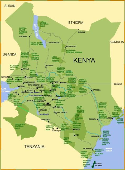 Map of Kenya - Kenya Safari Destinations