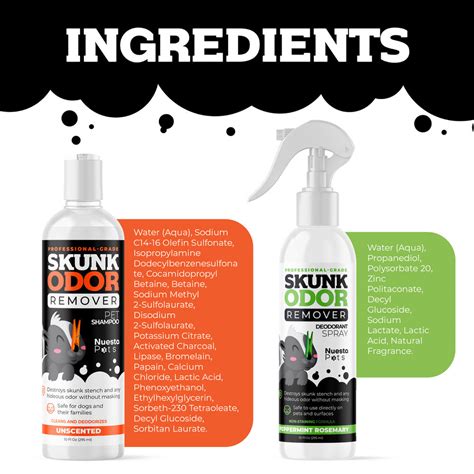 Skunk Odor Remover by Nuesta Pets | Activated Charcoal Shampoo & Spray