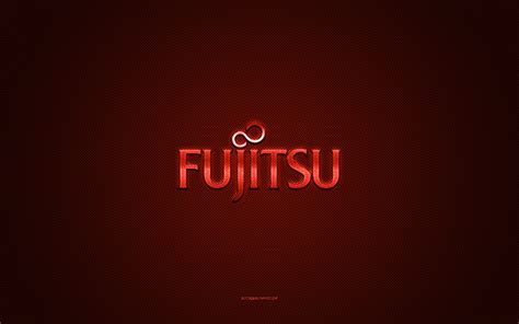 Download wallpapers Fujitsu logo, red shiny logo, Fujitsumetal emblem ...