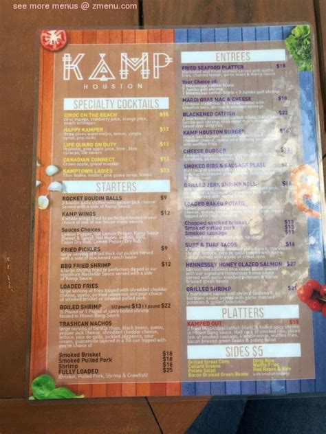 Online Menu of Kamp Restaurant, Houston, Texas, 77057 - Zmenu