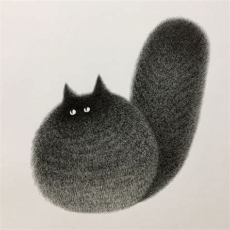 Ink Drawing Fluffy Cats by Kamwei Fong - Design Swan