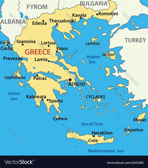 Map of greece Royalty Free Vector Image - VectorStock