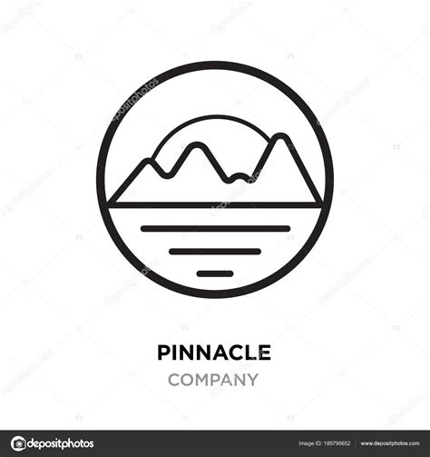 Pinnacle logo, linear mountains vector isolated on roundy white Stock ...