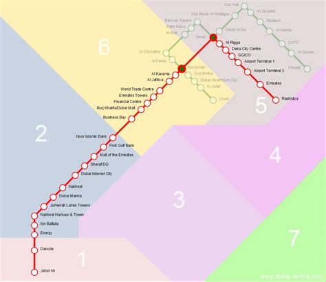 Dubai Metro Red Line - Stations, Route Map