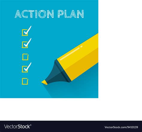 Action plan concept design with yellow pencil Vector Image