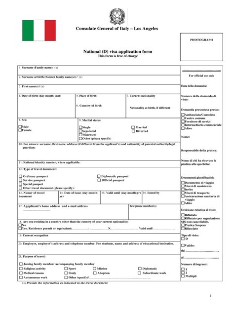 Long Stay Visa Application Form Italy 2023 - Applicationforms.net