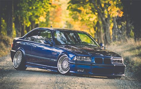 HD wallpaper: blue BMW sedan, tuning, stance, E36, car, land Vehicle ...