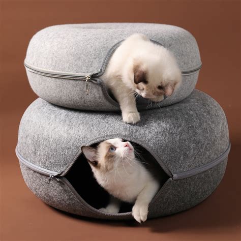 Felt Cat Donut Tunnel Bed Hideaway Cave – HEARTDECO