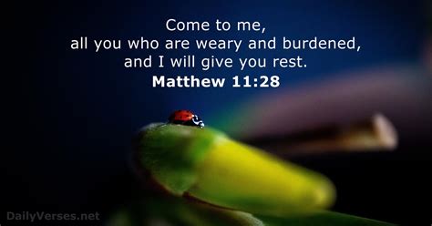 December 3, 2023 - Bible verse of the day - Matthew 11:28 - DailyVerses.net