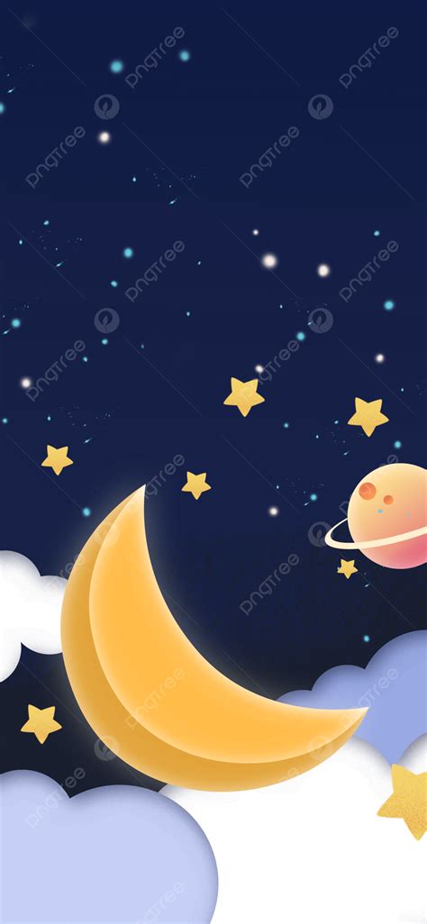 Cartoon Hand Drawn Night Moon Illustration Background, General ...