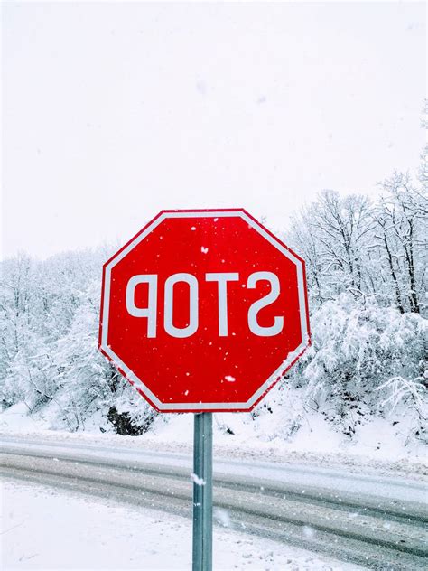 🥇 Image of winter traffic snow sign nature stop;sign;snow road sign ...