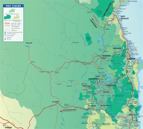 Atherton Tablelands Map, Tropical North Queensland