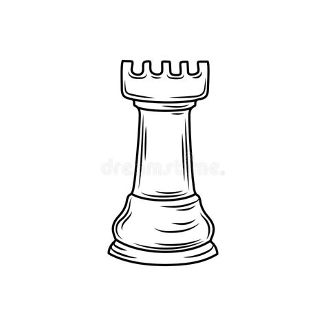 Hand-drawn Sketch of Rook Chess Piece on a White Background. Chess ...