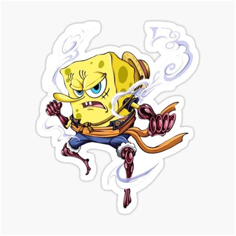 "Spongebob Luffy Gear 4 " Sticker for Sale by kobmamba | Redbubble