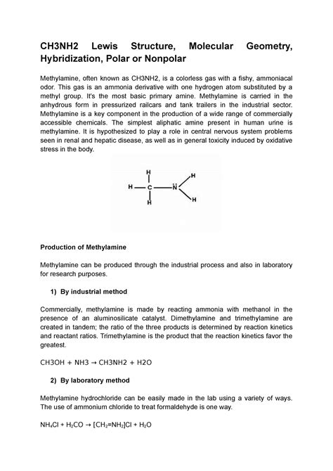 CH3NH2 Lewis Structure, Molecular Geometry, Hybridization, Polar or ...