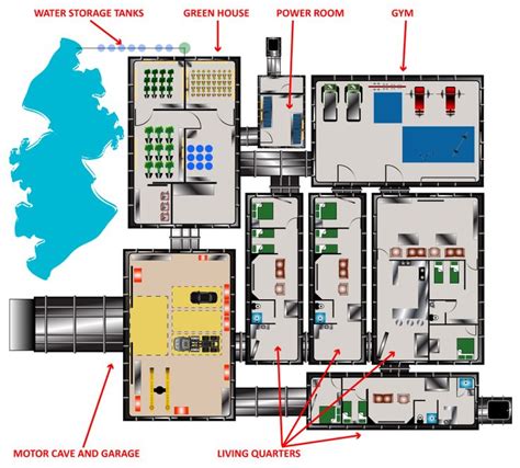 Luxury fallout bunker illustration. | Underground shelter, Underground ...