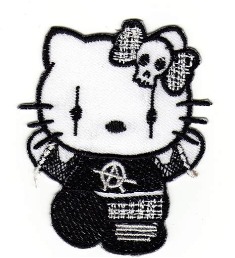 Gothic Hello Kitty Goth Punk Rock Emo iron on patch: Amazon.co.uk ...