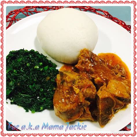 Pap served with beef bones and greens. | World Recipes